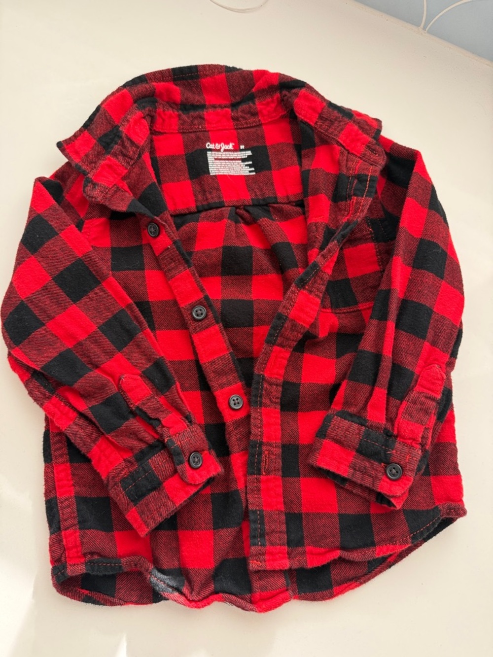 Cat & Jack Red and Black Buffalo Plaid Button-Down Shirt